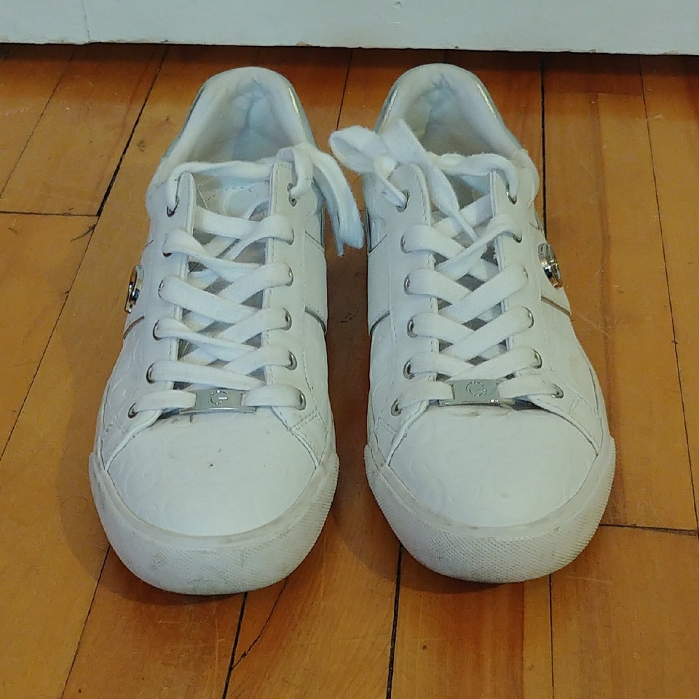 White Lace-Up Sneakers